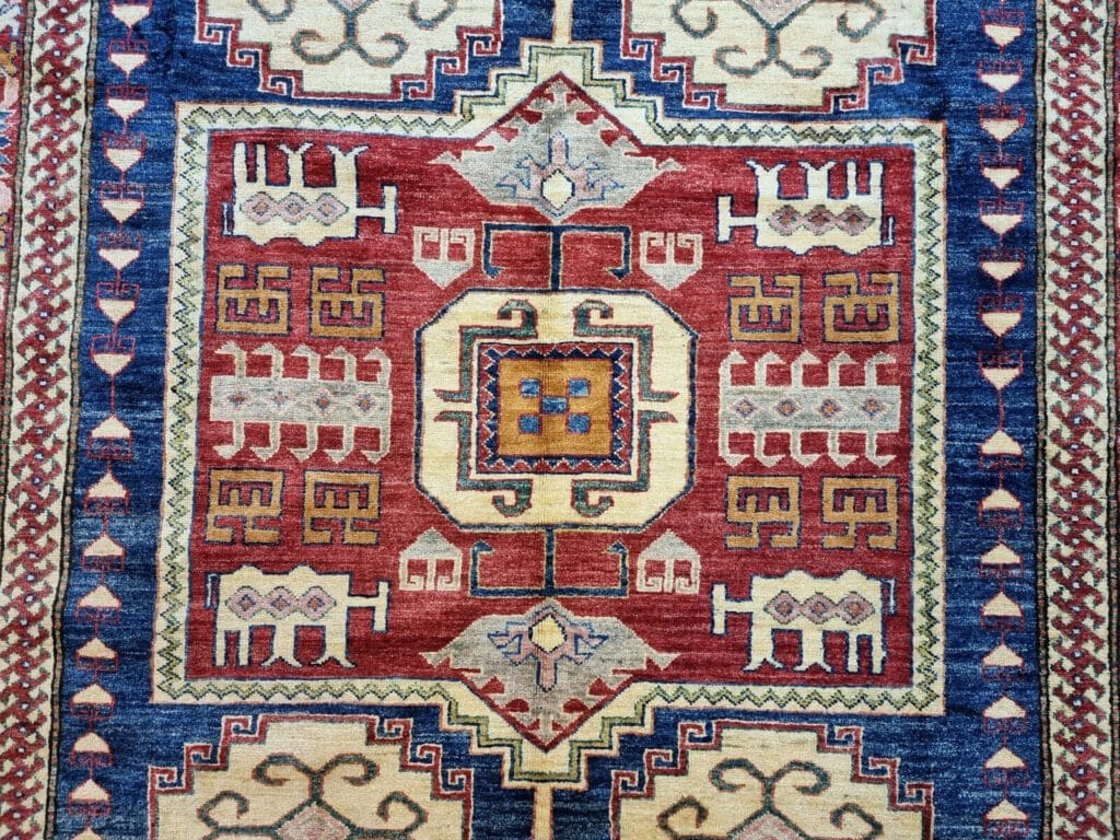 wunderschoner-original-pakistanischer-kazak-teppich-231x175-cm-1-6 Orientteppich Kazak 231 x 175 cm Wolle handgeknüpft