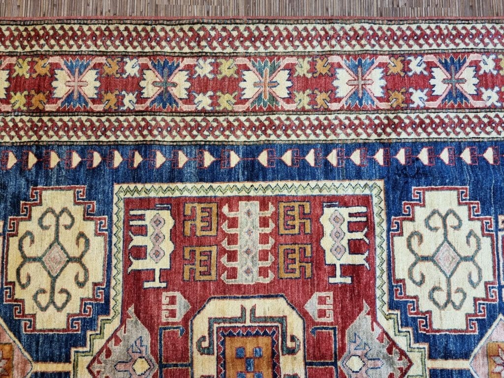 wunderschoner-original-pakistanischer-kazak-teppich-231x175-cm-1-7 Orientteppich Kazak 231 x 175 cm Wolle handgeknüpft