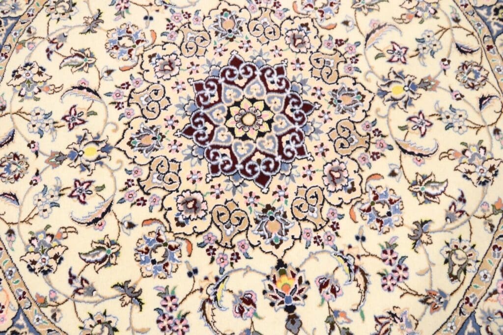 wunderschoner-perserteppich-150-x-150-cm-500000-knoten-m-naturwolle-1-3 Perserteppich Super Nain 150 x 150 cm Wolle handgeknüpft