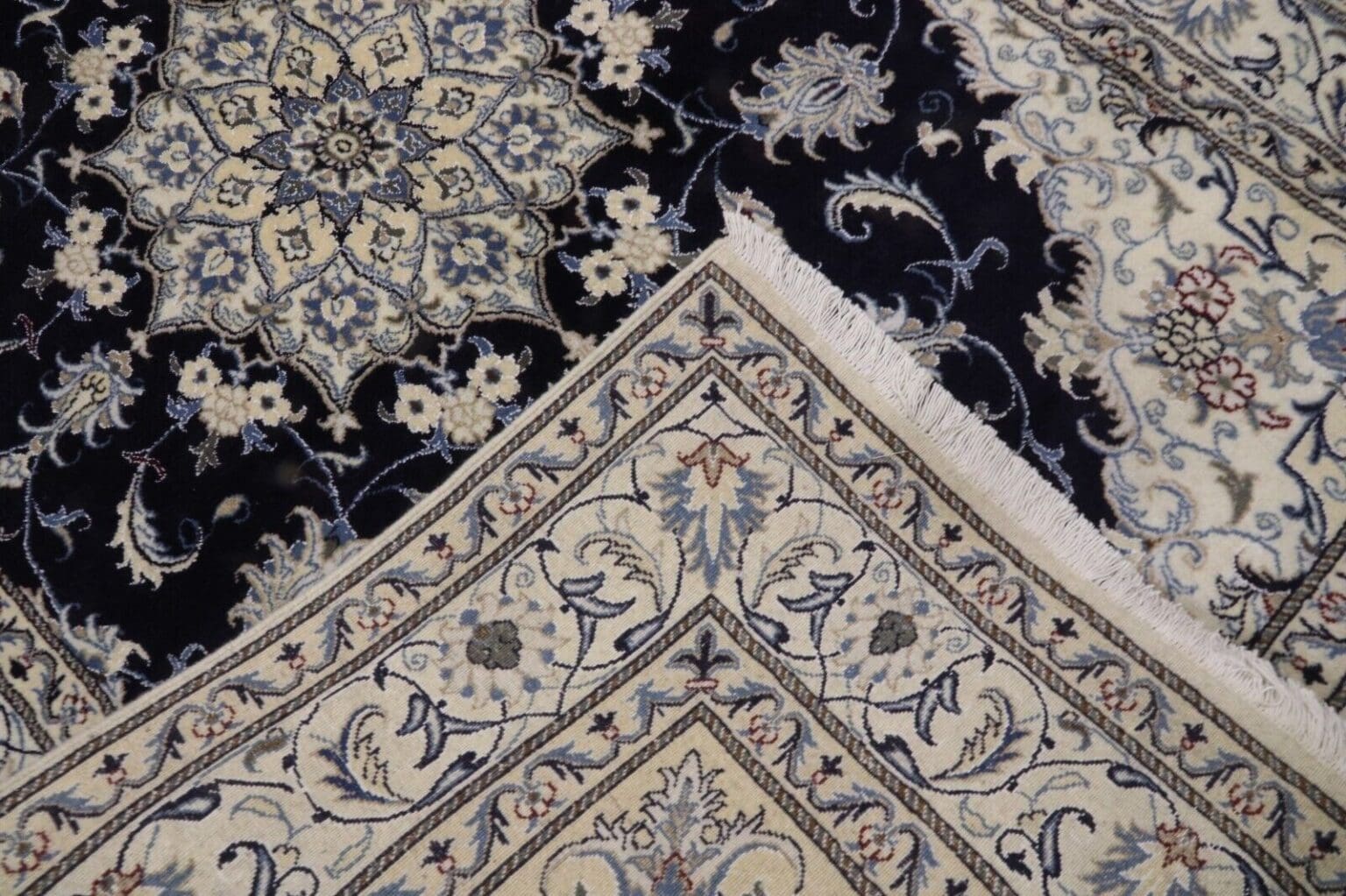 wunderschoner-orientteppich-242-x-160-cm-300000-knoten-m-90-1-1 Perserteppich Nain 242 x 160 cm Schurwolle handgeknüpft