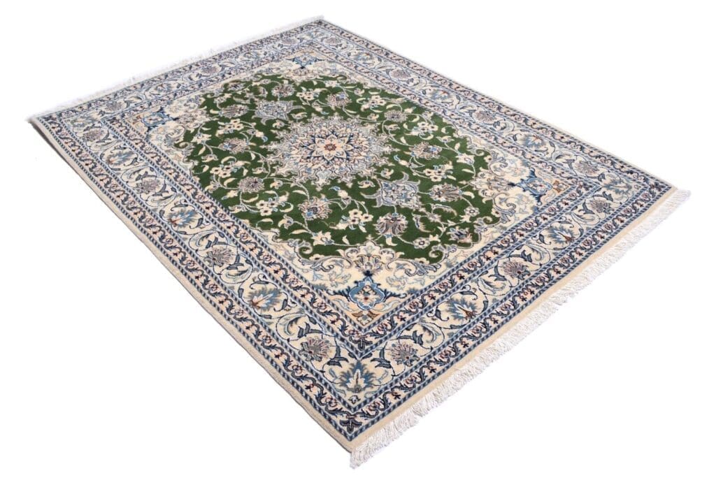 handgeknupfter-perserteppich-200-x-149-cm-300000-knoten-m-floralmotiv-1 Perserteppich Nain 200 x 149 cm Schurwolle handgeknüpft