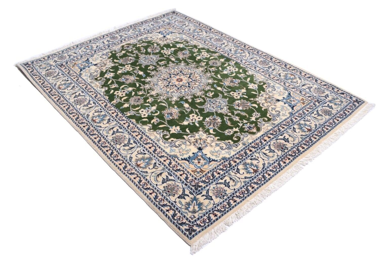 handgeknupfter-perserteppich-200-x-149-cm-300000-knoten-m-floralmotiv-1 Perserteppich Nain 200 x 149 cm Schurwolle handgeknüpft