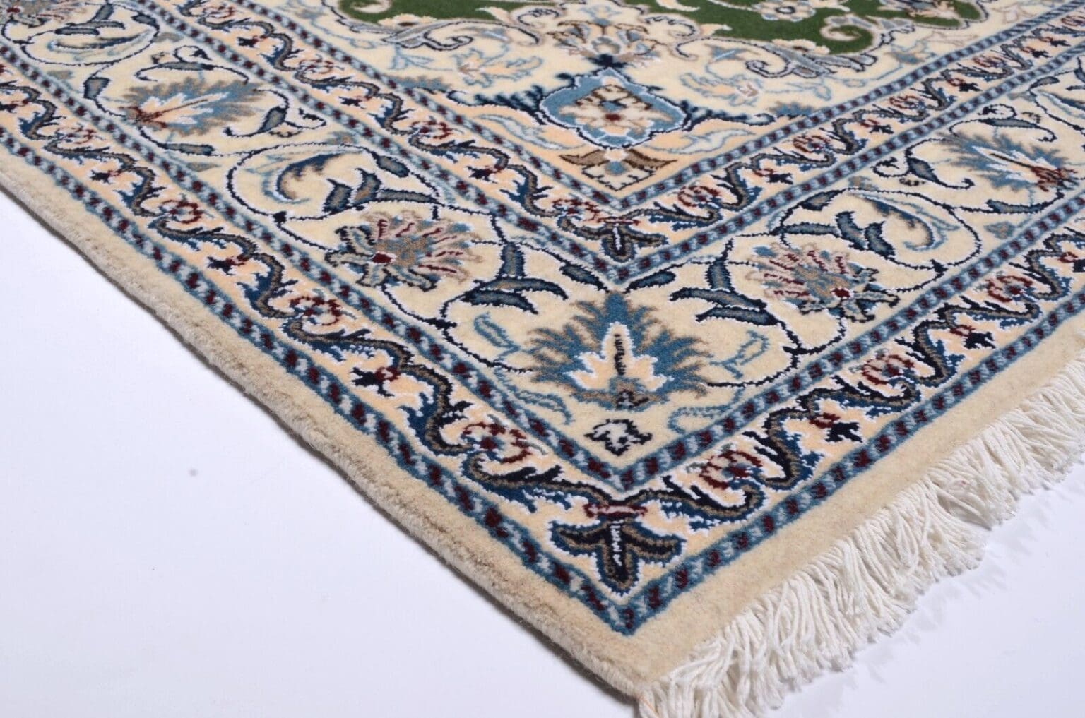 handgeknupfter-perserteppich-200-x-149-cm-300000-knoten-m-floralmotiv-2 Perserteppich Nain 200 x 149 cm Schurwolle handgeknüpft