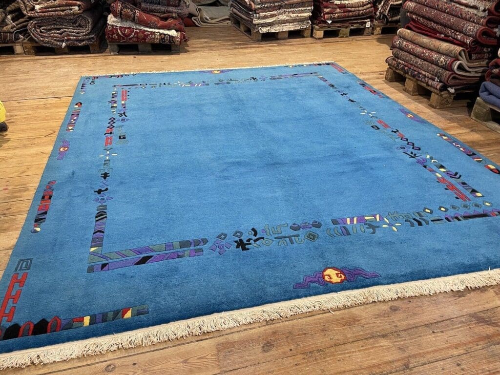 turkisfarbener-perserteppich-305-245-cm-20mm-hochflor-1-8 Orientteppich 305x245 cm Kaschmir handgeknüpft