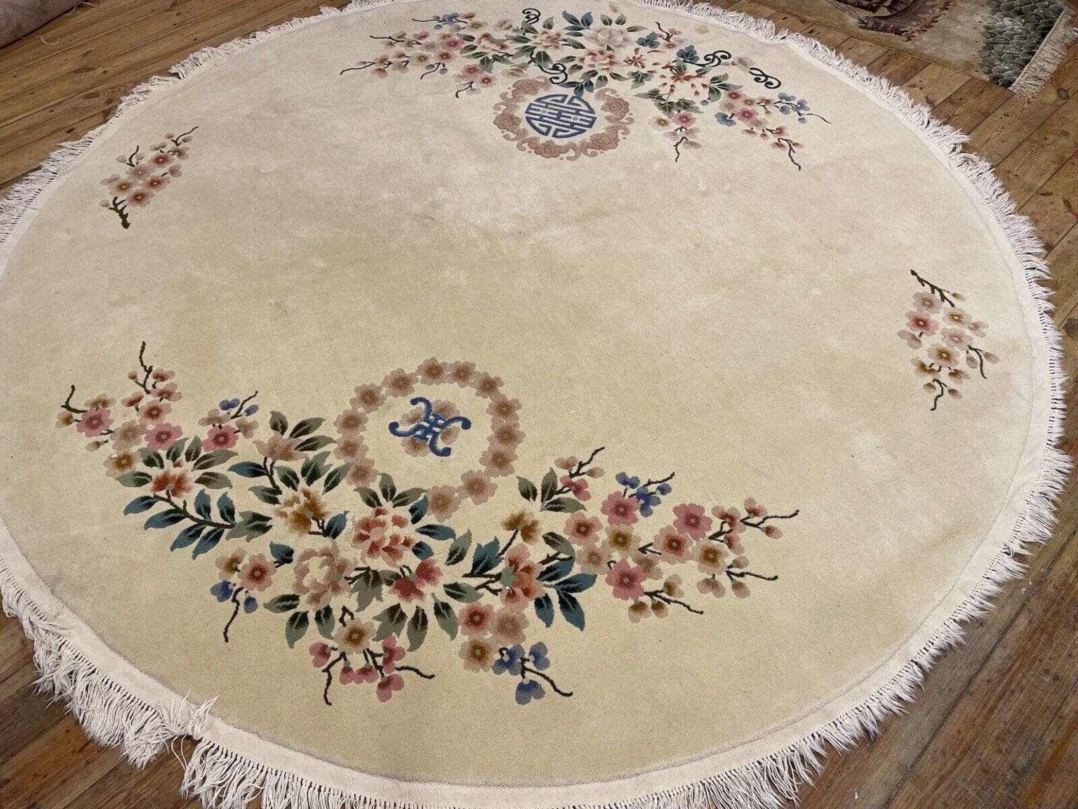 exklusiver-250-cm-runder-perserteppich-top-qualitat-9mm-florhohe-beige-1-1 Perserteppich 250 cm rund Baumwolle handgeknüpft
