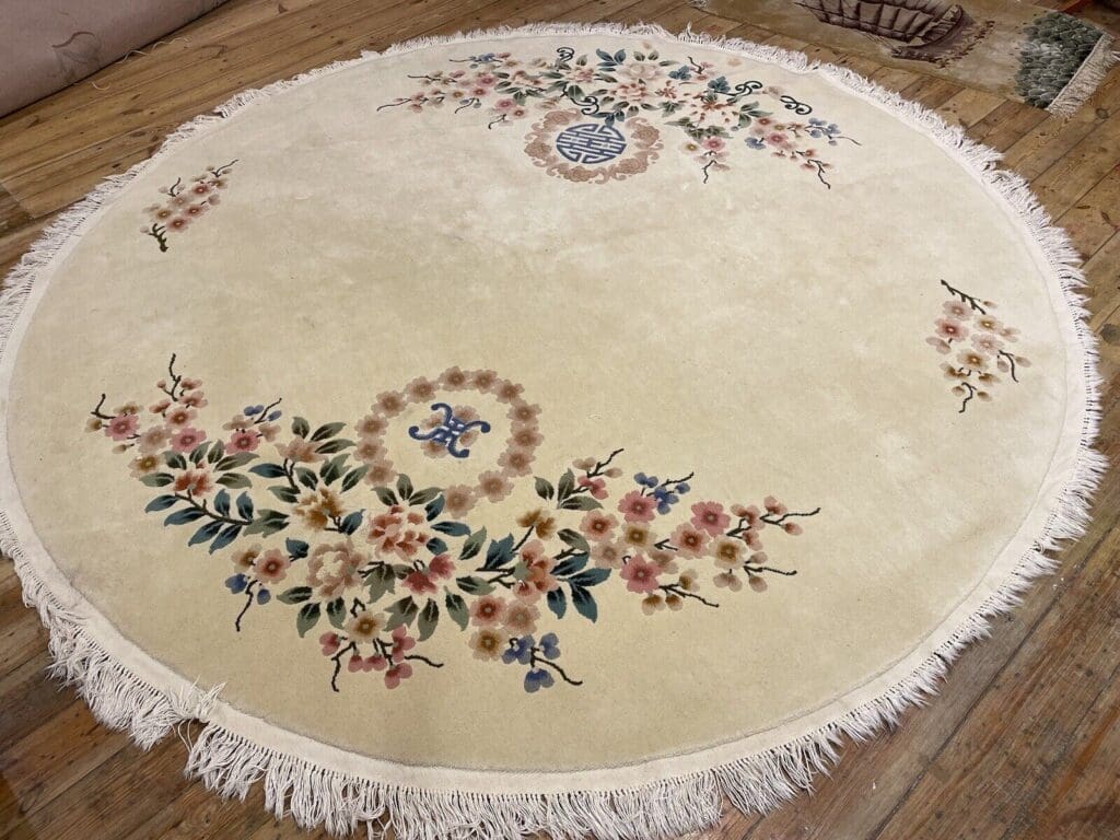exklusiver-250-cm-runder-perserteppich-top-qualitat-9mm-florhohe-beige-1-2 Perserteppich 250 cm rund Baumwolle handgeknüpft