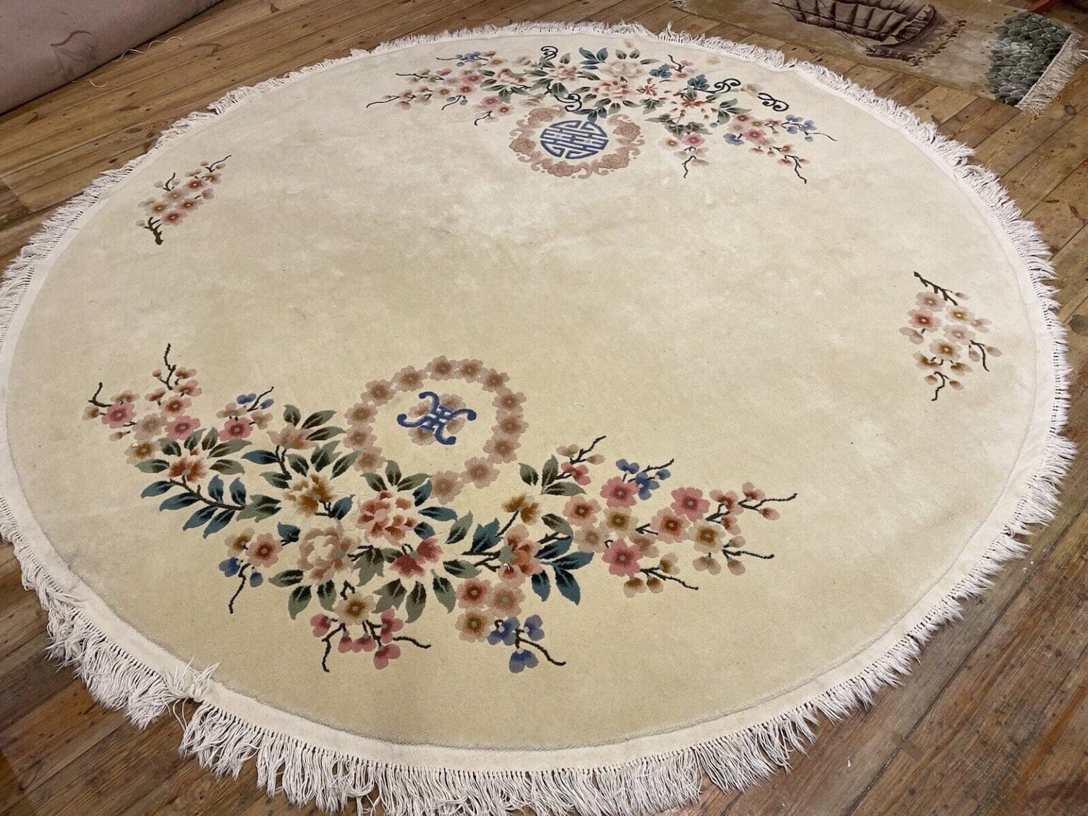 exklusiver-250-cm-runder-perserteppich-top-qualitat-9mm-florhohe-beige-1-2 Perserteppich 250 cm rund Baumwolle handgeknüpft