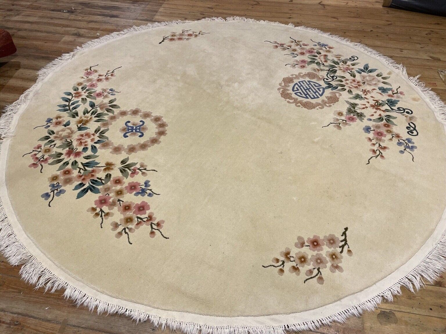 exklusiver-250-cm-runder-perserteppich-top-qualitat-9mm-florhohe-beige-1-3 Perserteppich 250 cm rund Baumwolle handgeknüpft