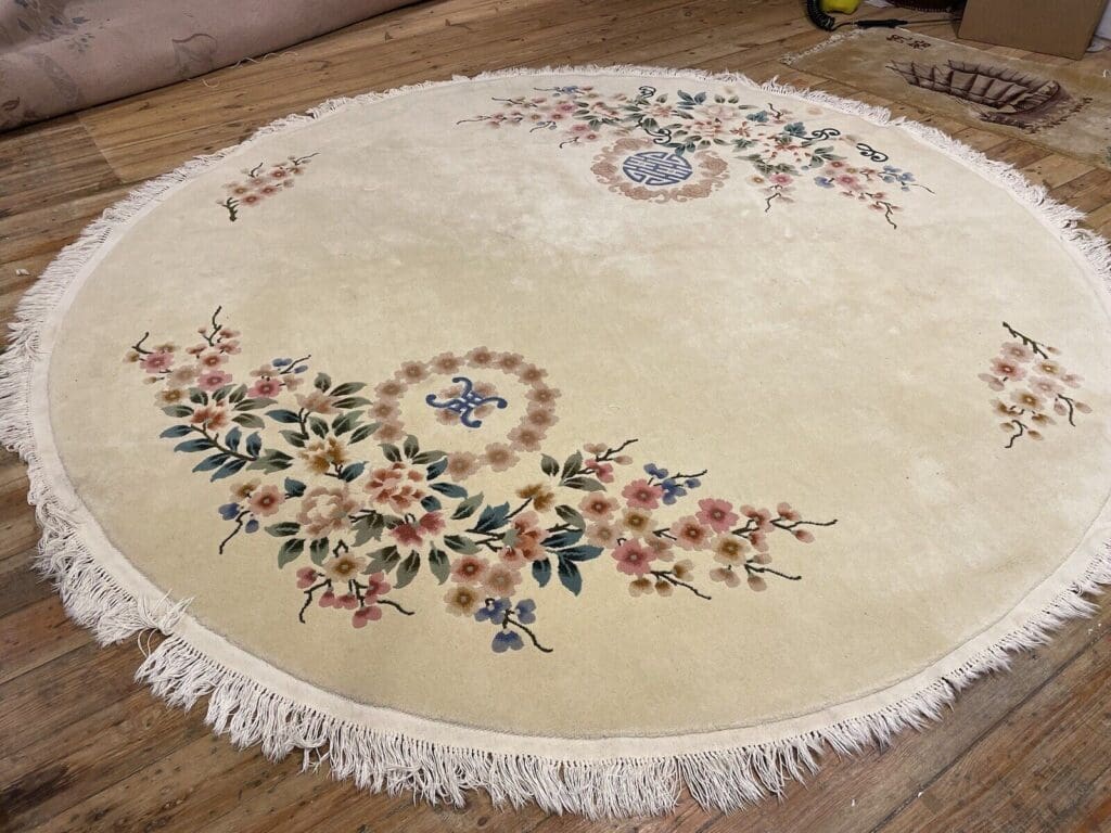 exklusiver-250-cm-runder-perserteppich-top-qualitat-9mm-florhohe-beige-1-4 Perserteppich 250 cm rund Baumwolle handgeknüpft