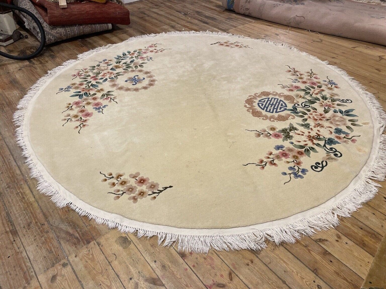 exklusiver-250-cm-runder-perserteppich-top-qualitat-9mm-florhohe-beige-1-5 Perserteppich 250 cm rund Baumwolle handgeknüpft
