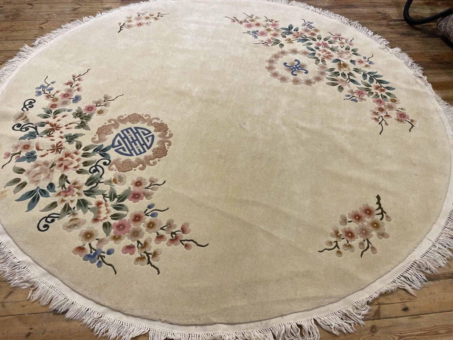exklusiver-250-cm-runder-perserteppich-top-qualitat-9mm-florhohe-beige-1-9 Perserteppich 250 cm rund Baumwolle handgeknüpft