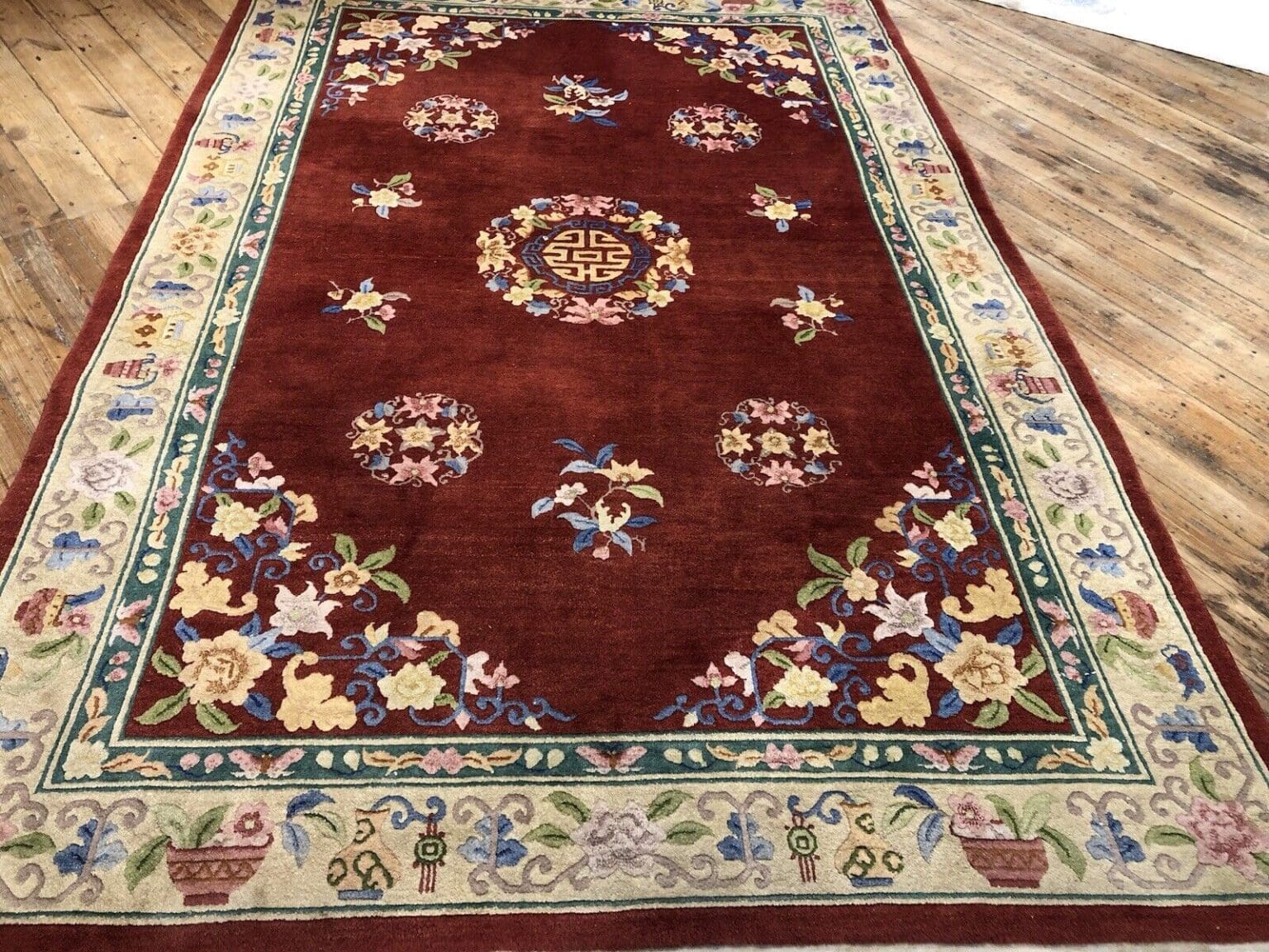antiker-peking-perserteppich-290x190-cm-handgeknupft-top-zustand-gobelin-1 Orientteppich Peking 290x190 cm handgeknüpft