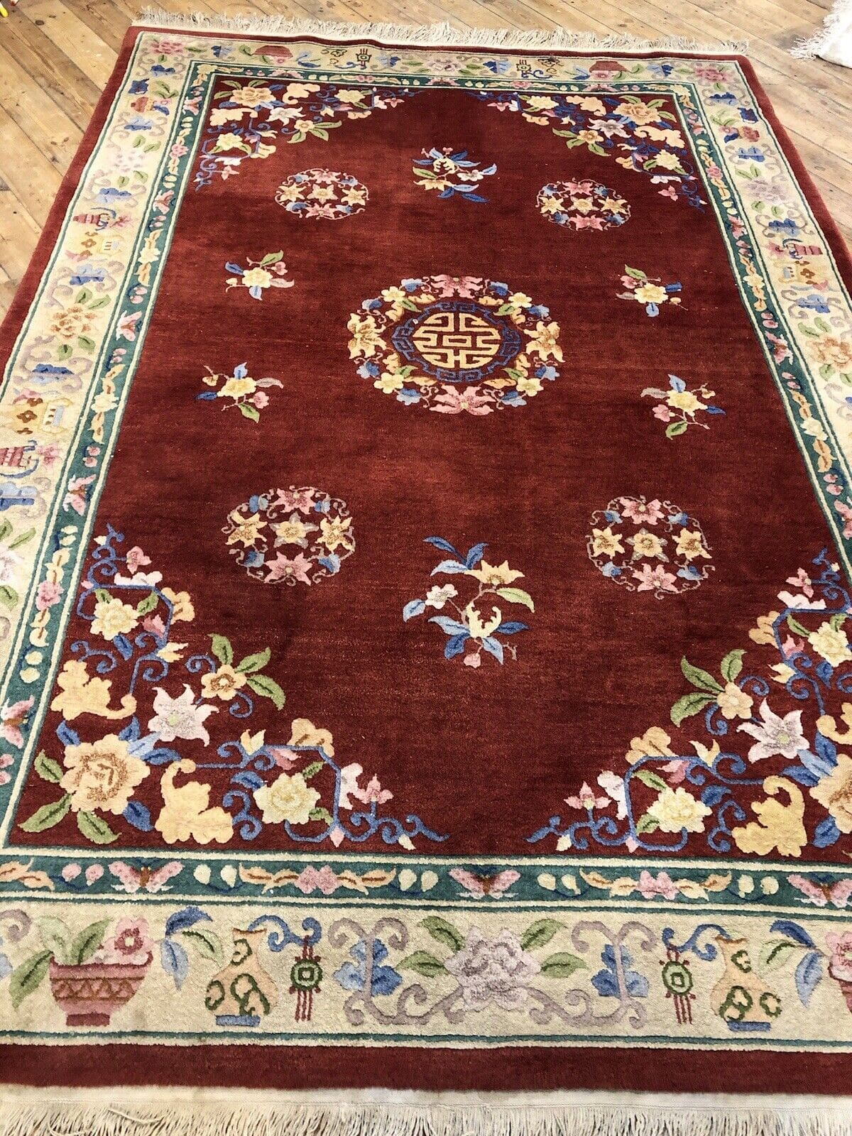 antiker-peking-perserteppich-290x190-cm-handgeknupft-top-zustand-gobelin-2 Orientteppich Peking 290x190 cm handgeknüpft