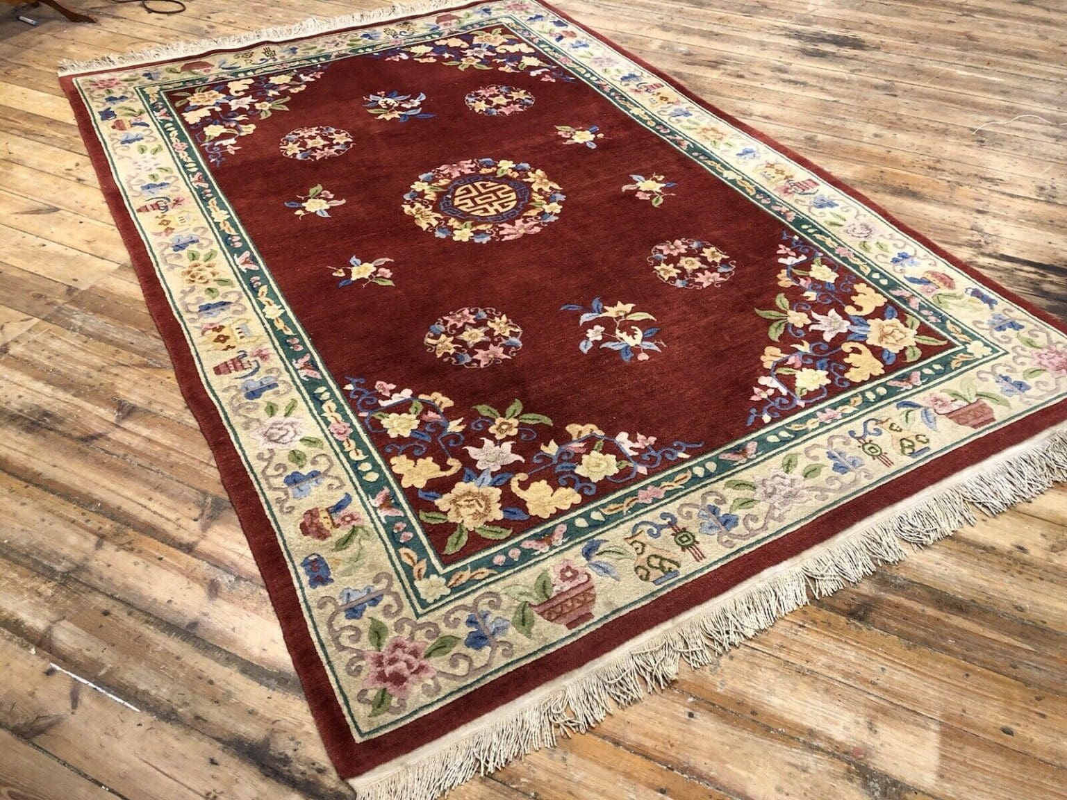 antiker-peking-perserteppich-290x190-cm-handgeknupft-top-zustand-gobelin-3 Orientteppich Peking 290x190 cm handgeknüpft