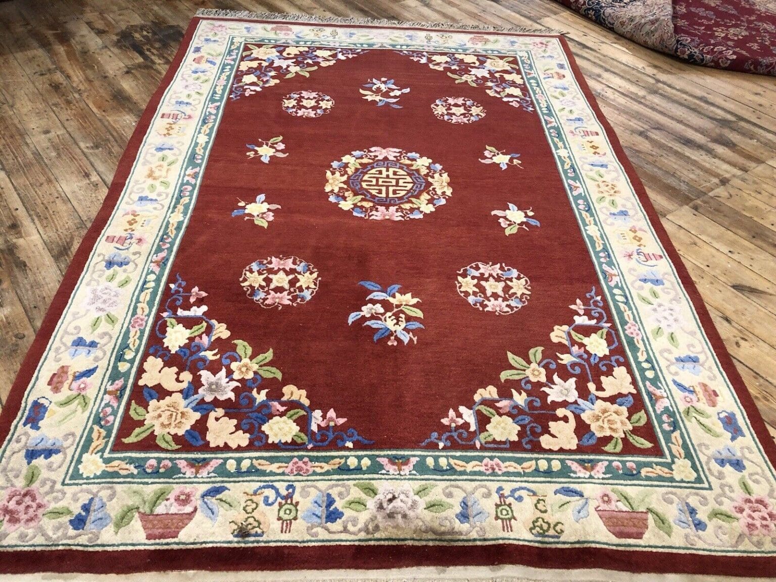 antiker-peking-perserteppich-290x190-cm-handgeknupft-top-zustand-gobelin-7 Orientteppich Peking 290x190 cm handgeknüpft