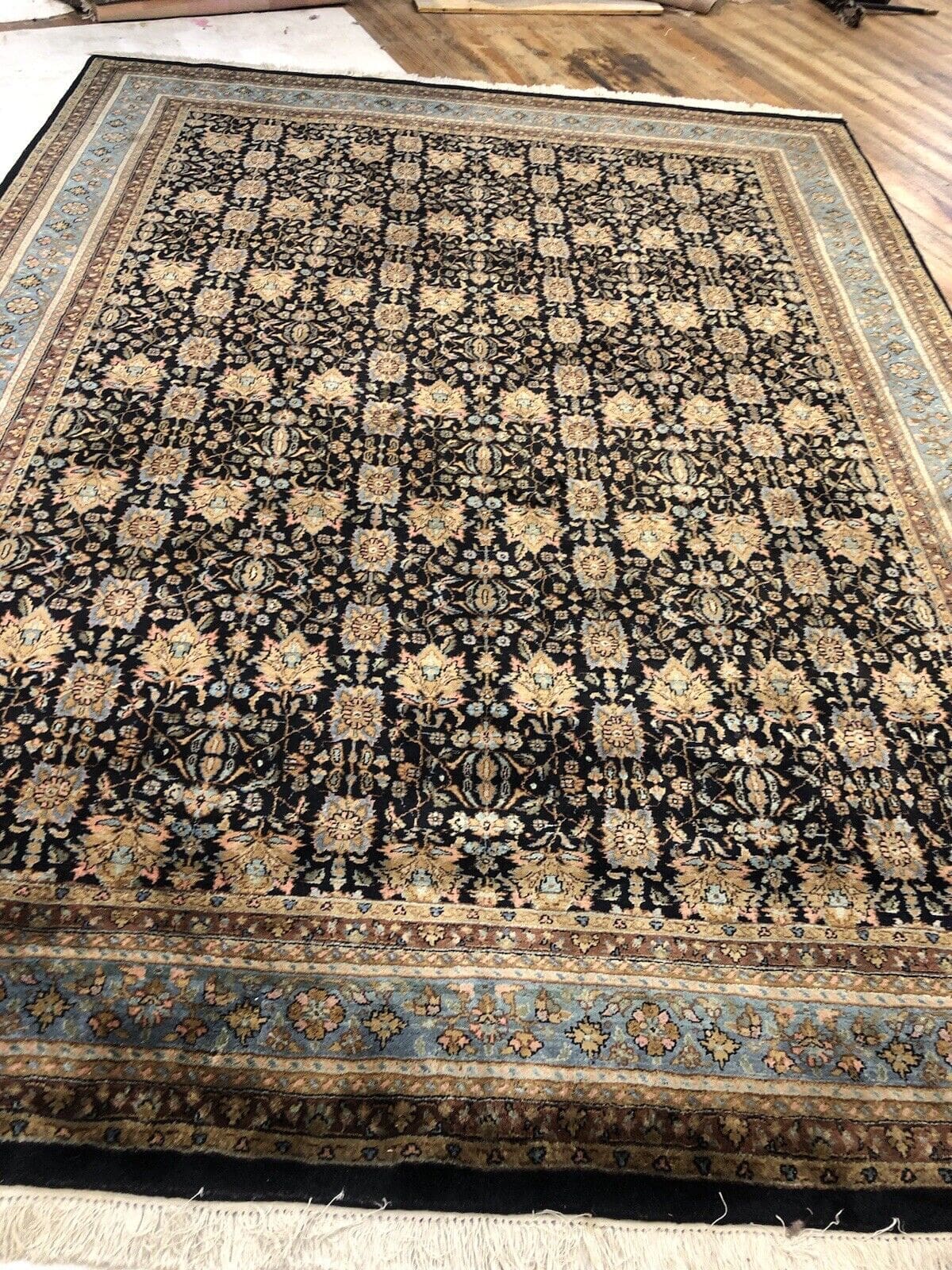 exquisiter-bijar-perserteppich-350x250-cm-aus-reiner-schurwolle-blauer-9 Perserteppich Bijar 350 x 250 cm Schurwolle handgeknüpft