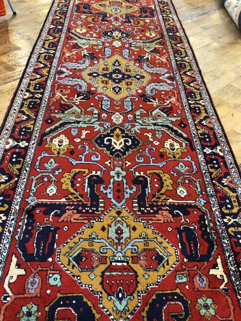shirwan-antik-400x115-cm-8mm-florhohe-reine-schurwolle-kazak-stil-1-1 Perserteppich Shirwan 400x115 cm Schurwolle Handgeknüpft