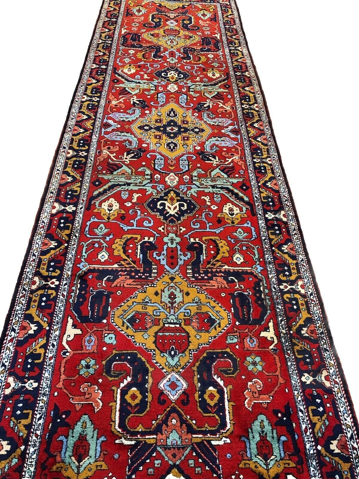 shirwan-antik-400x115-cm-8mm-florhohe-reine-schurwolle-kazak-stil-1-2 Perserteppich Shirwan 400x115 cm Schurwolle Handgeknüpft