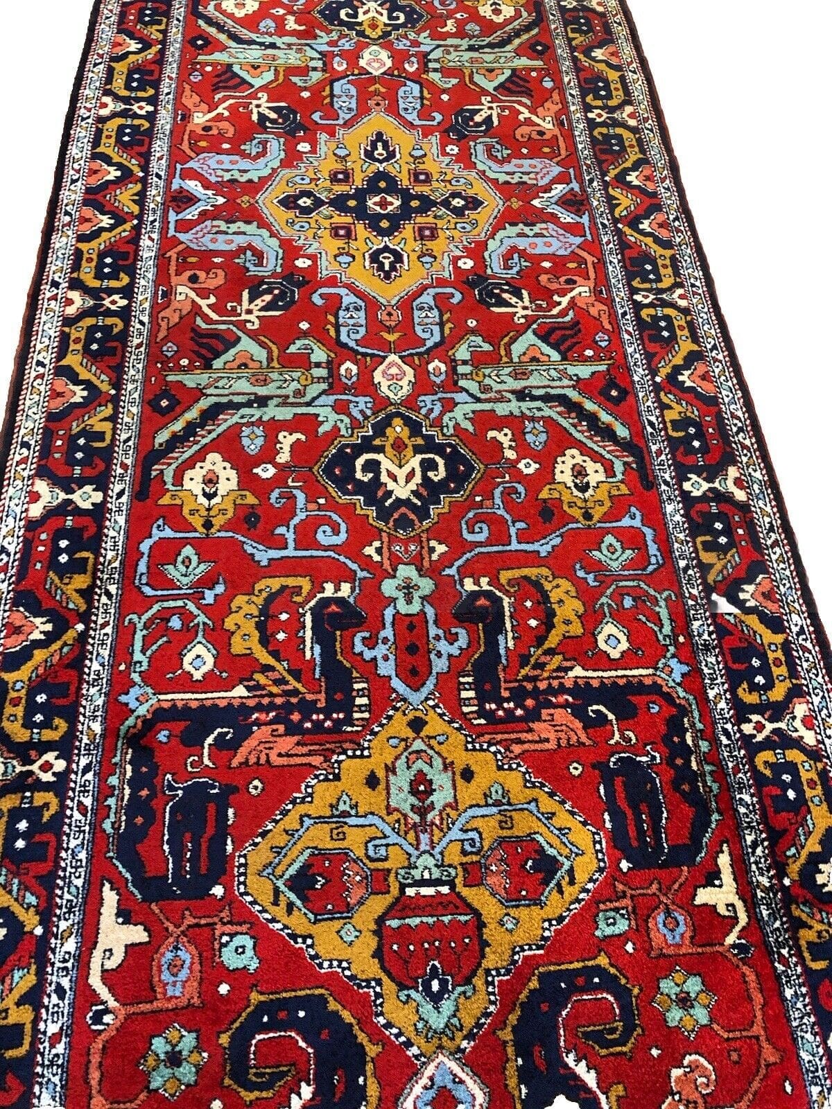 shirwan-antik-400x115-cm-8mm-florhohe-reine-schurwolle-kazak-stil-1-3 Perserteppich Shirwan 400x115 cm Schurwolle Handgeknüpft