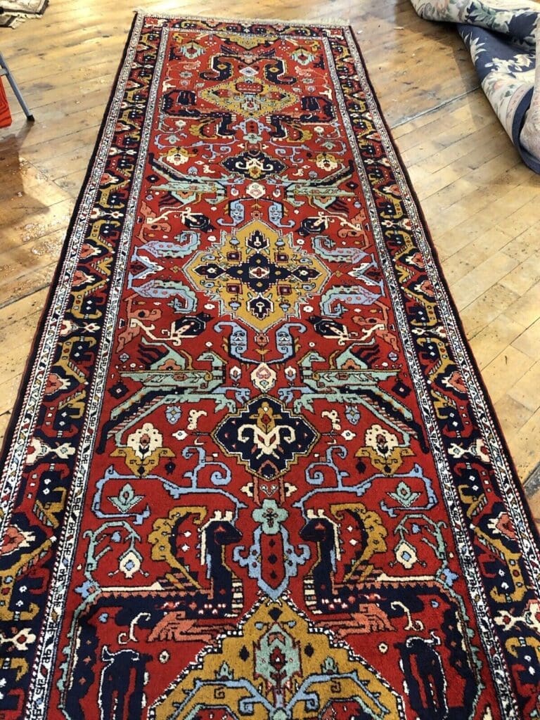 shirwan-antik-400x115-cm-8mm-florhohe-reine-schurwolle-kazak-stil-1-6 Perserteppich Shirwan 400x115 cm Schurwolle Handgeknüpft