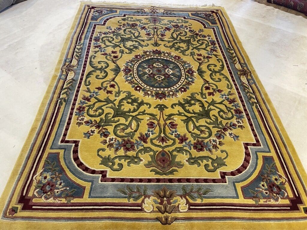 270x185cm-senffarbener-nepal-teppich-top-qualitat-aus-reiner-schurwolle-1-2 Orientteppich Nepal 270x185 cm Wolle handgeknüpft