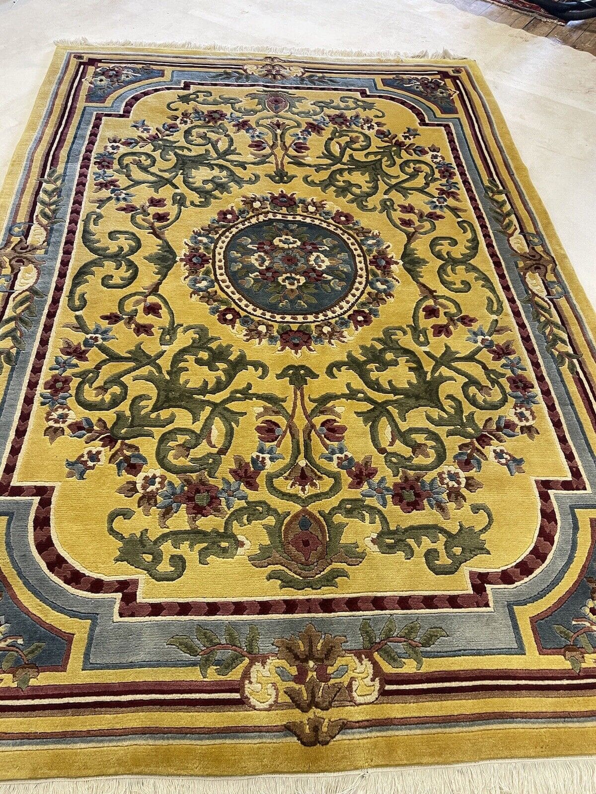 270x185cm-senffarbener-nepal-teppich-top-qualitat-aus-reiner-schurwolle-1-3 Orientteppich Nepal 270x185 cm Wolle handgeknüpft