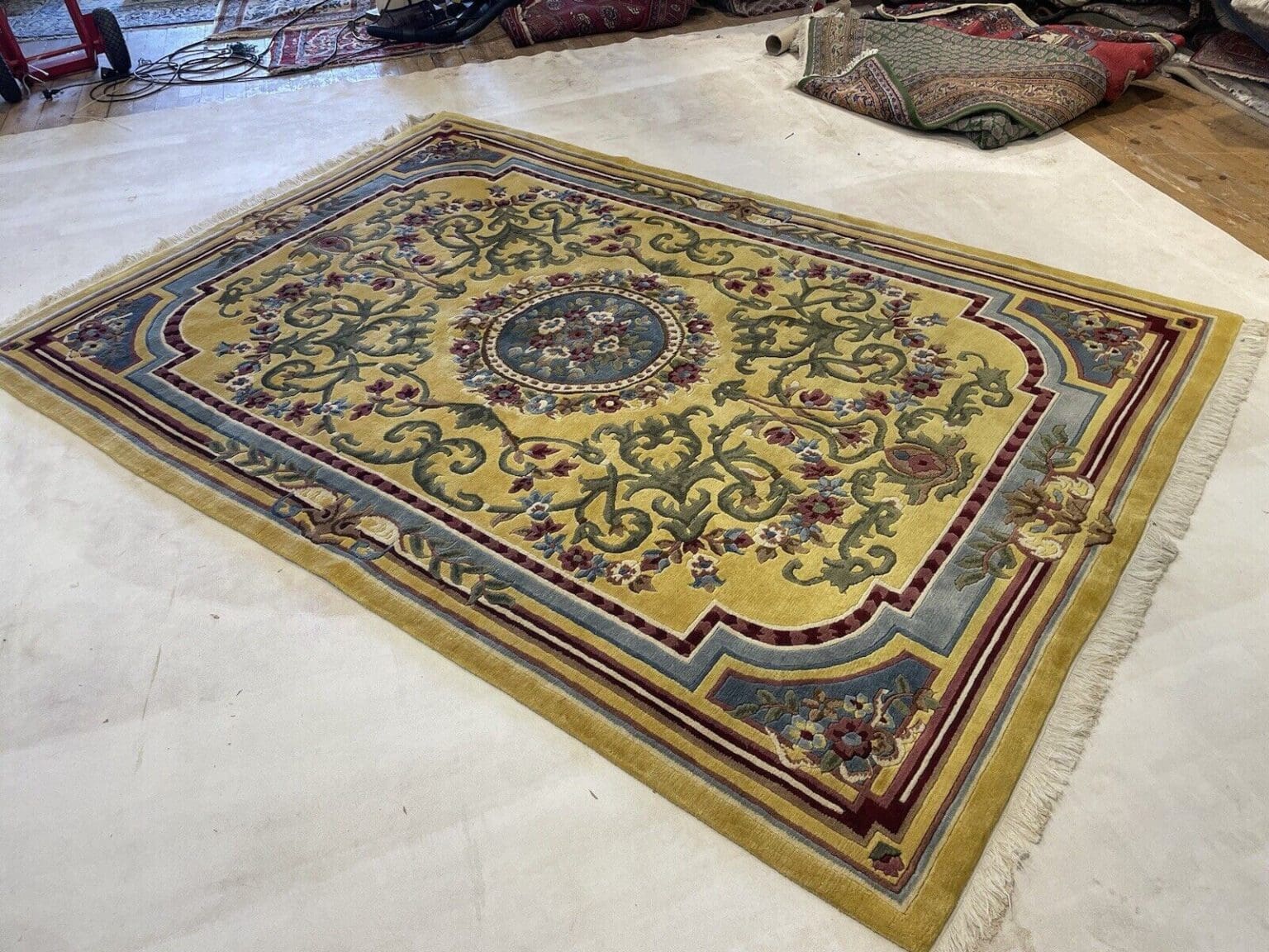 270x185cm-senffarbener-nepal-teppich-top-qualitat-aus-reiner-schurwolle-1-4 Orientteppich Nepal 270x185 cm Wolle handgeknüpft