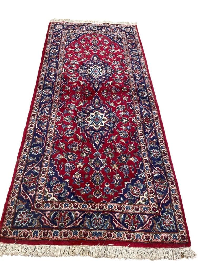 Perserteppich Kashan 200 x 90 cm Baumwolle handgeknüpft