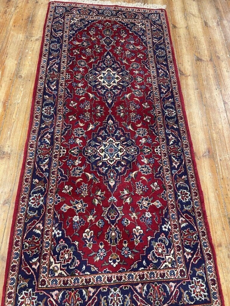 Perserteppich Kashan 200 x 90 cm Baumwolle handgeknüpft
