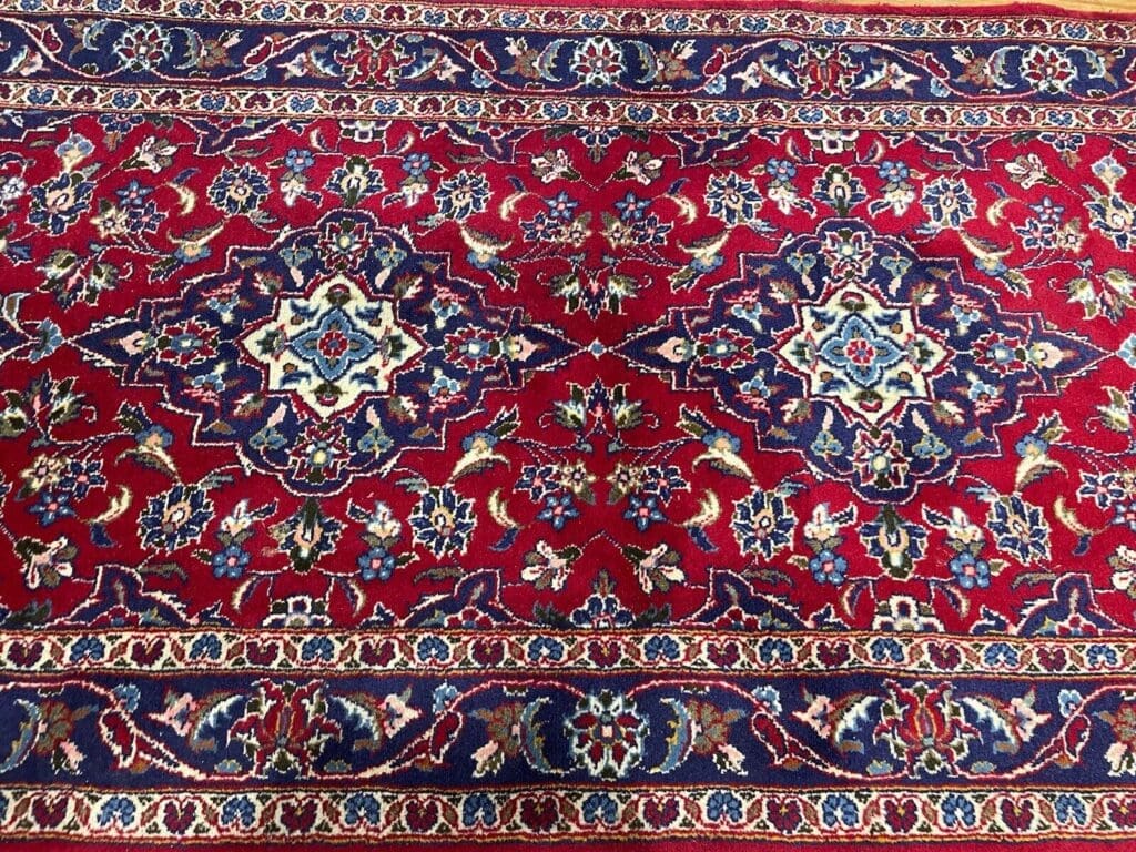 Perserteppich Kashan 200 x 90 cm Baumwolle handgeknüpft