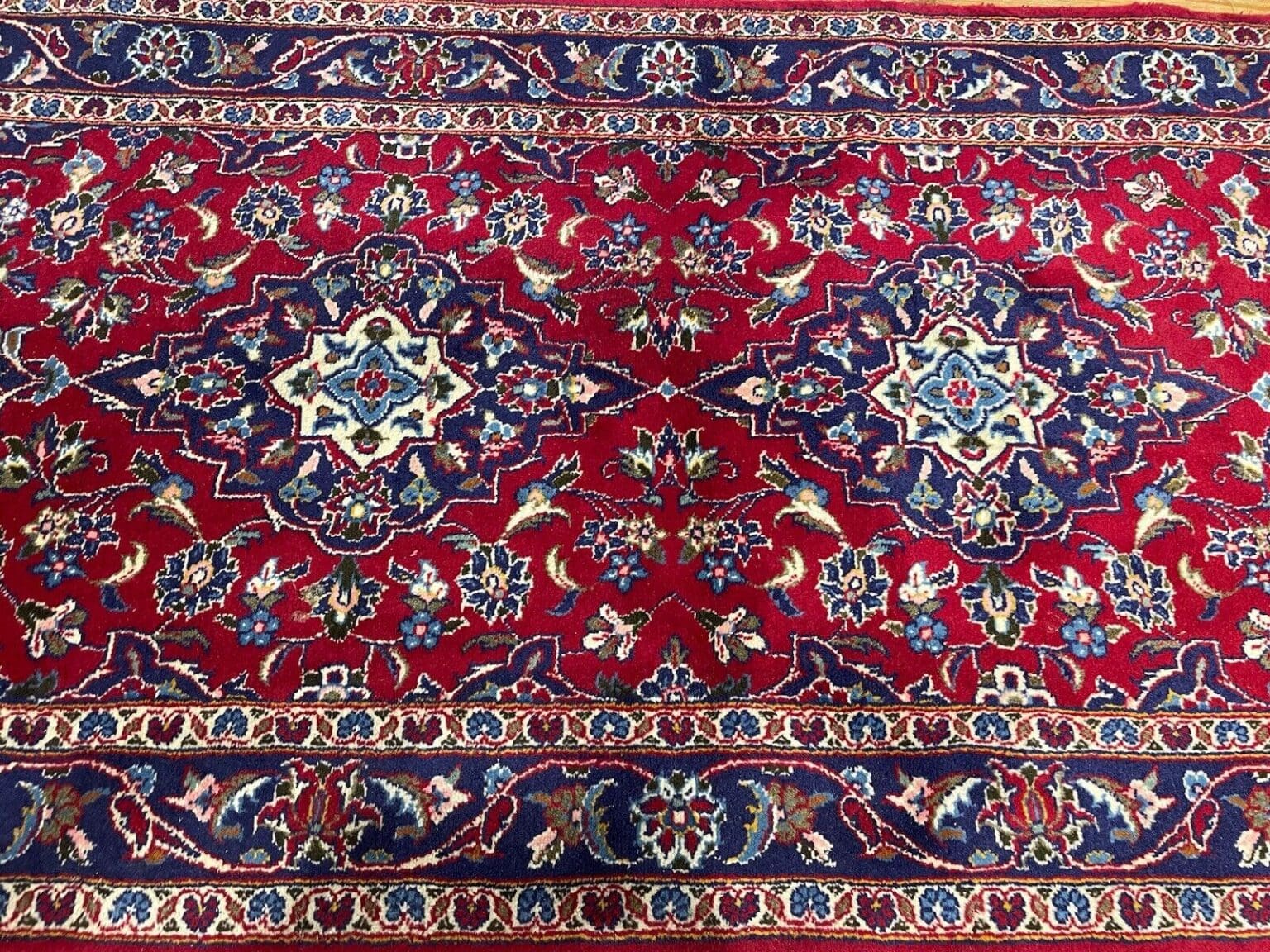 Perserteppich Kashan 200 x 90 cm Baumwolle handgeknüpft