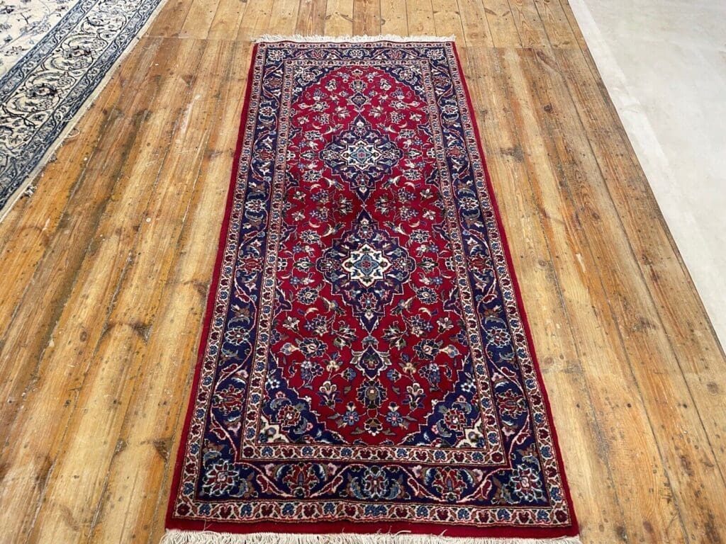 Perserteppich Kashan 200 x 90 cm Baumwolle handgeknüpft