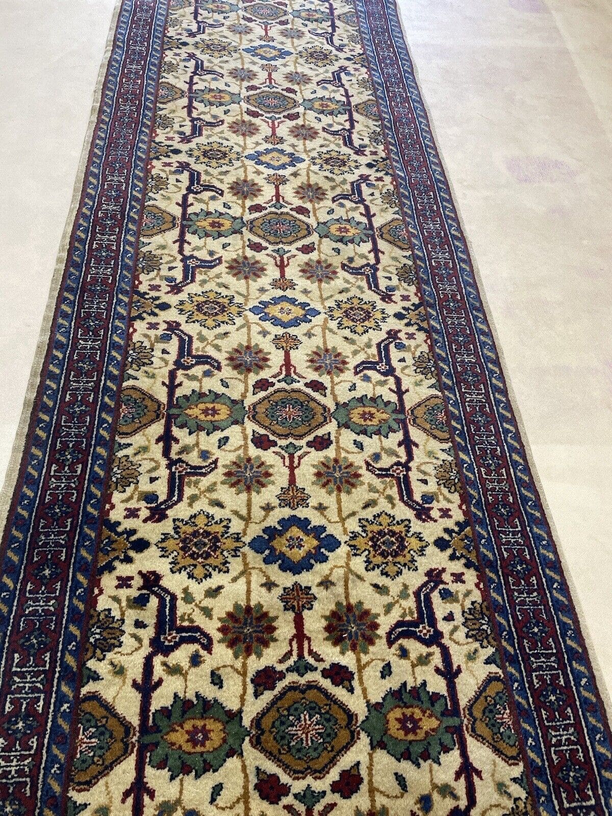 Orientteppich 343x95 cm Schurwolle handgeknüpft