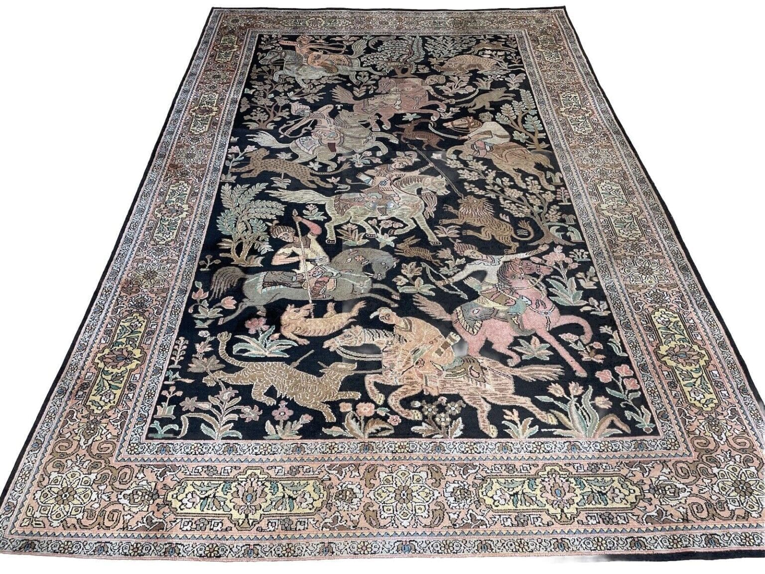 Orientteppich Kaschmir 270 x 185 cm Seide handgeknüpft