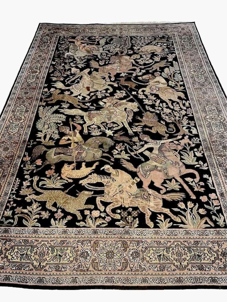 Orientteppich Kaschmir 270 x 185 cm Seide handgeknüpft