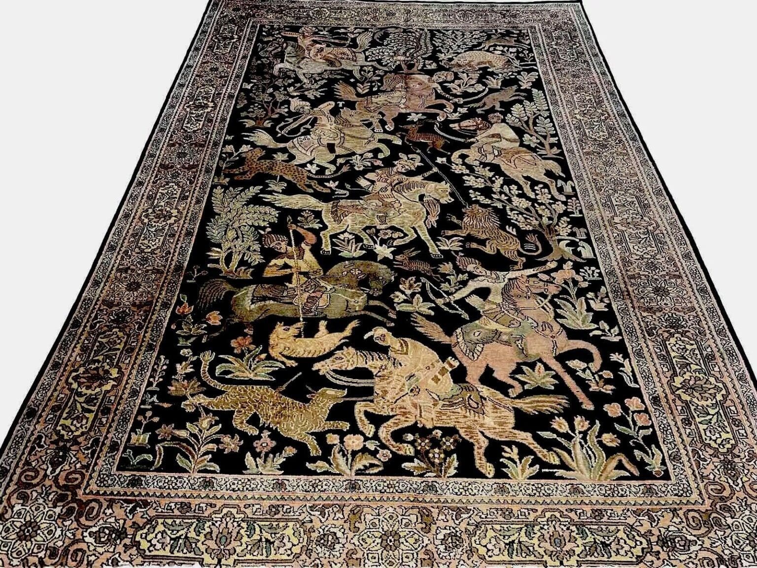 Orientteppich Kaschmir 270 x 185 cm Seide handgeknüpft
