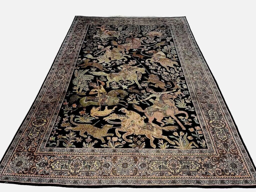 Orientteppich Kaschmir 270 x 185 cm Seide handgeknüpft
