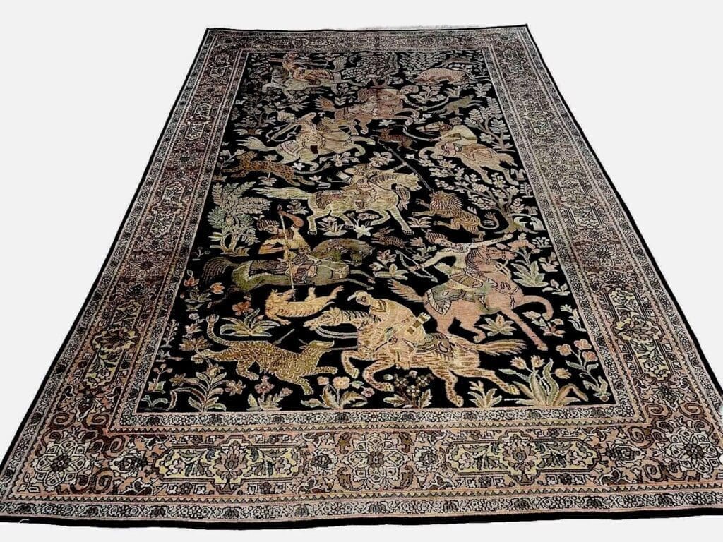 Orientteppich Kaschmir 270 x 185 cm Seide handgeknüpft