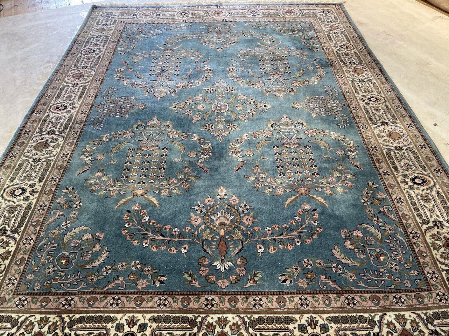 kaschmir-perserteppich-335x250-cm-hochwertige-schurwolle-blau-petrol-1-9 Perserteppich Kaschmir 335x250 cm Schurwolle handgeknüpft