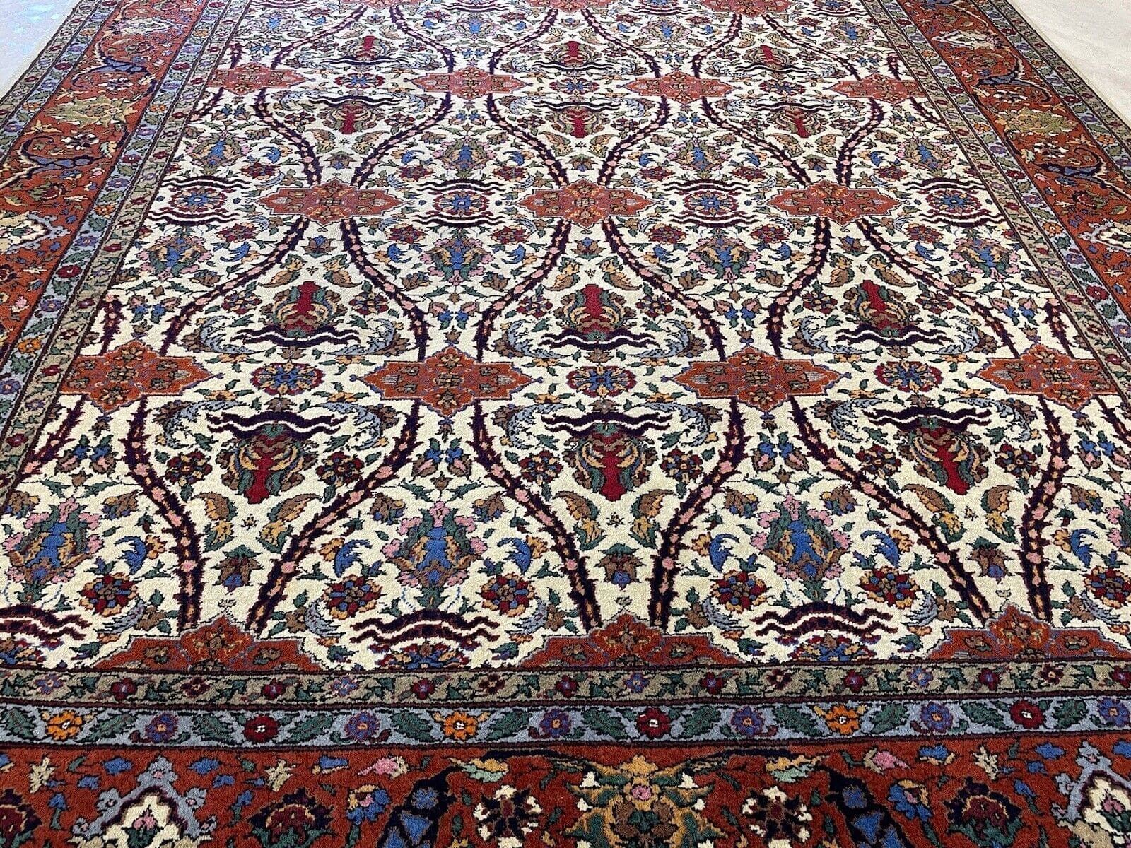 antiker-hochwertiger-perserteppich-maschad-420x290-cm-seltenes-design-mit-6 Perserteppich Maschad 420 x 290 cm Wolle handgeknüpft