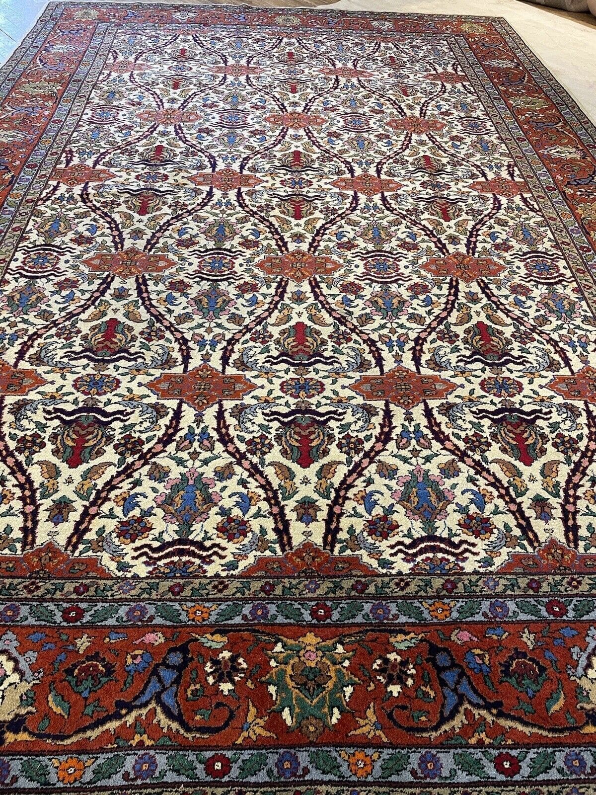 antiker-hochwertiger-perserteppich-maschad-420x290-cm-seltenes-design-mit-9 Perserteppich Maschad 420 x 290 cm Wolle handgeknüpft