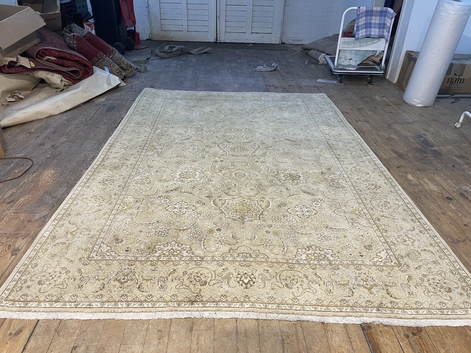 beige-perserteppich-315x215-cm-extrem-fein-geknupft-traditionelle-2 Perserteppich Kaschmir 315x215 cm Wolle handgeknüpft