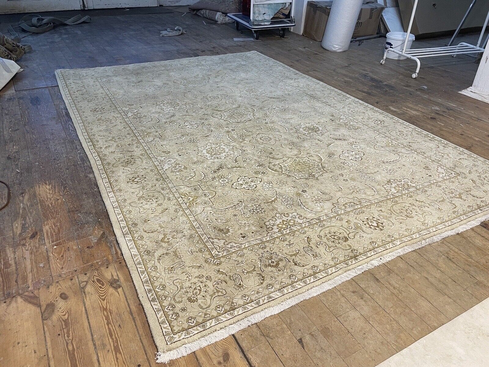 beige-perserteppich-315x215-cm-extrem-fein-geknupft-traditionelle-4 Perserteppich Kaschmir 315x215 cm Wolle handgeknüpft