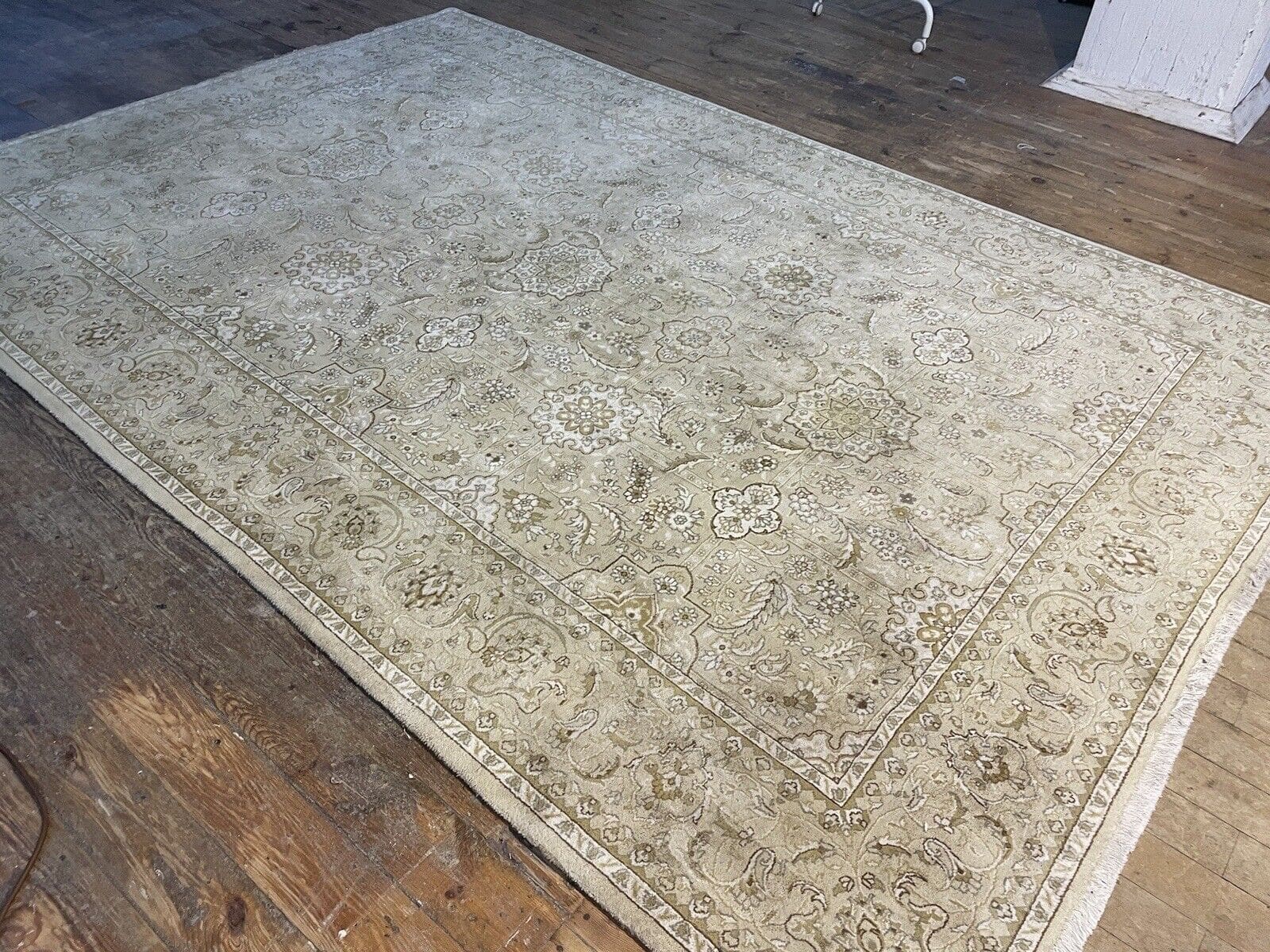 beige-perserteppich-315x215-cm-extrem-fein-geknupft-traditionelle-5 Perserteppich Kaschmir 315x215 cm Wolle handgeknüpft