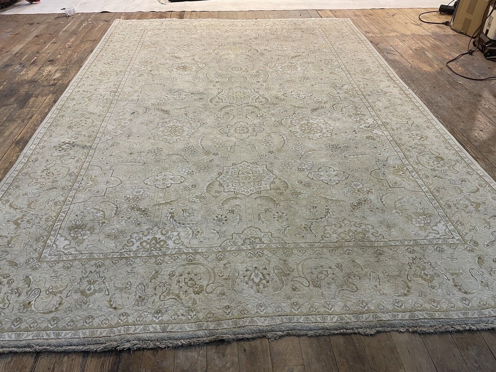 beige-perserteppich-315x215-cm-extrem-fein-geknupft-traditionelle-7 Perserteppich Kaschmir 315x215 cm Wolle handgeknüpft