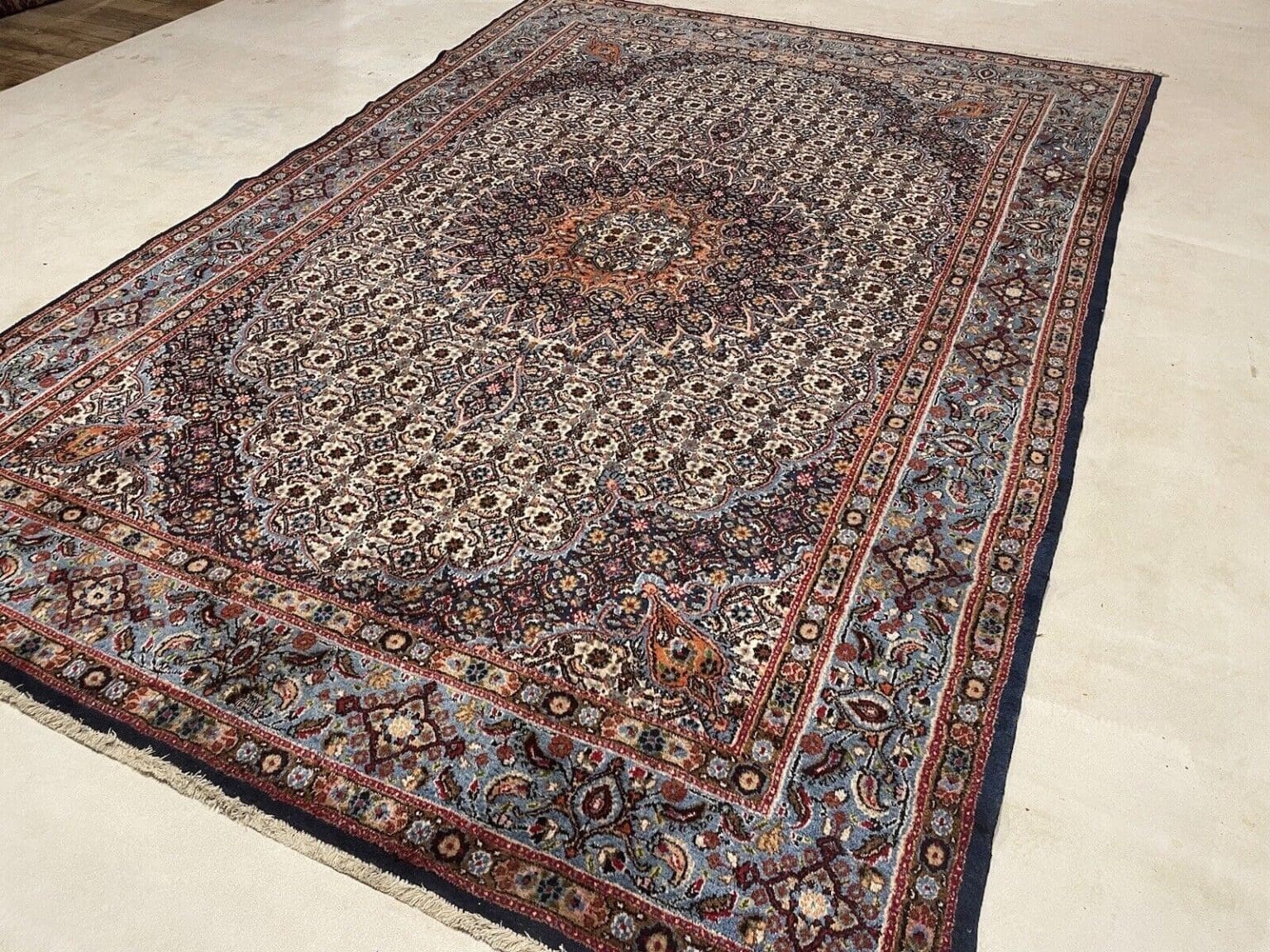 klassischer-moud-perserteppich-300x200-cm-mit-seide-florales-design-1-6 Perserteppich Moud 300 x 200 cm Wolle handgeknüpft