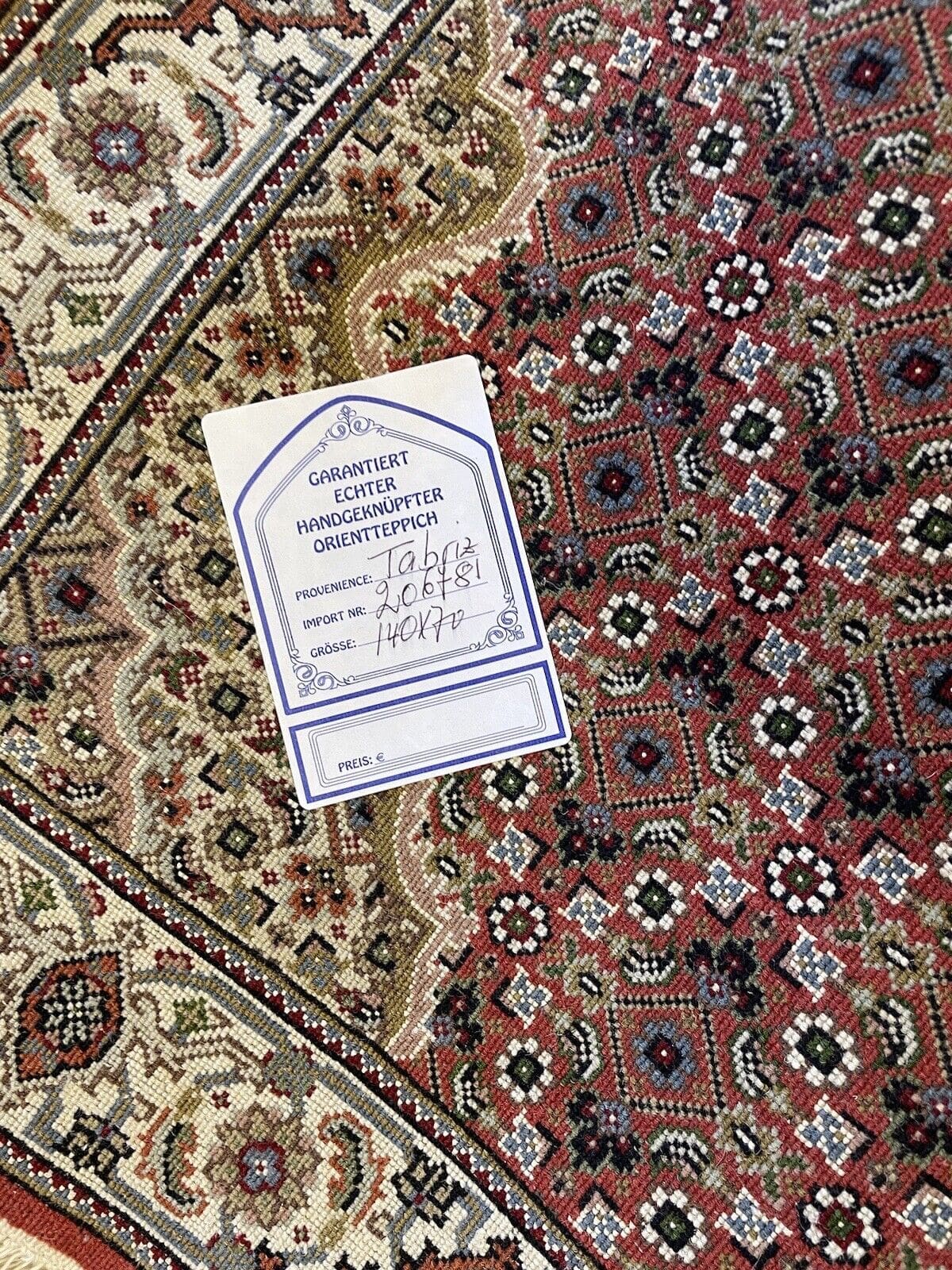 Orientteppich Tabriz 140x70 cm Kaschmir handgeknüpft
