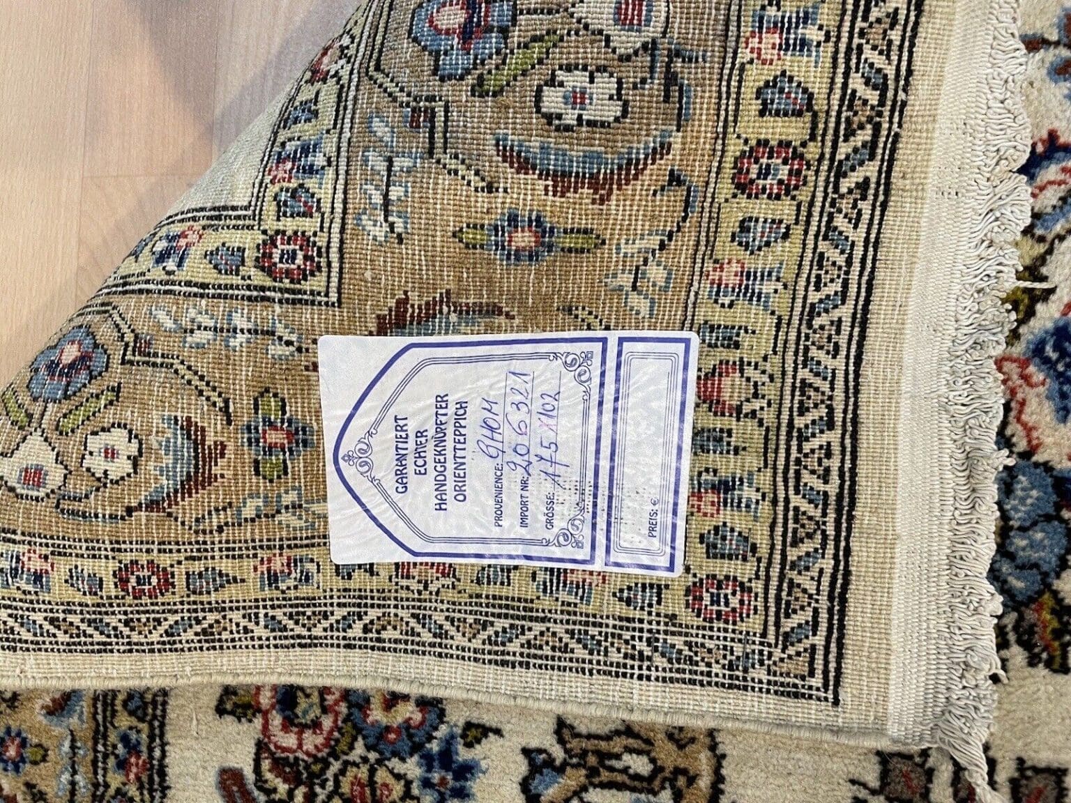 Perserteppich Ghom 175x102 cm Korkwolle handgeknüpft