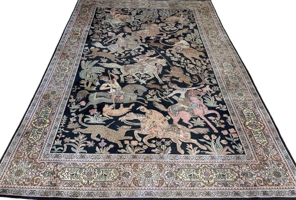 Orientteppich Kaschmir 270x185 cm Seide handgeknüpft