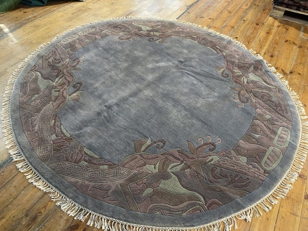 runder-perserteppich-230-cm-royal-peking-muster-in-grun-blau-und-petrol-1 Orientteppich Nepal 230 cm Wolle handgeknüpft